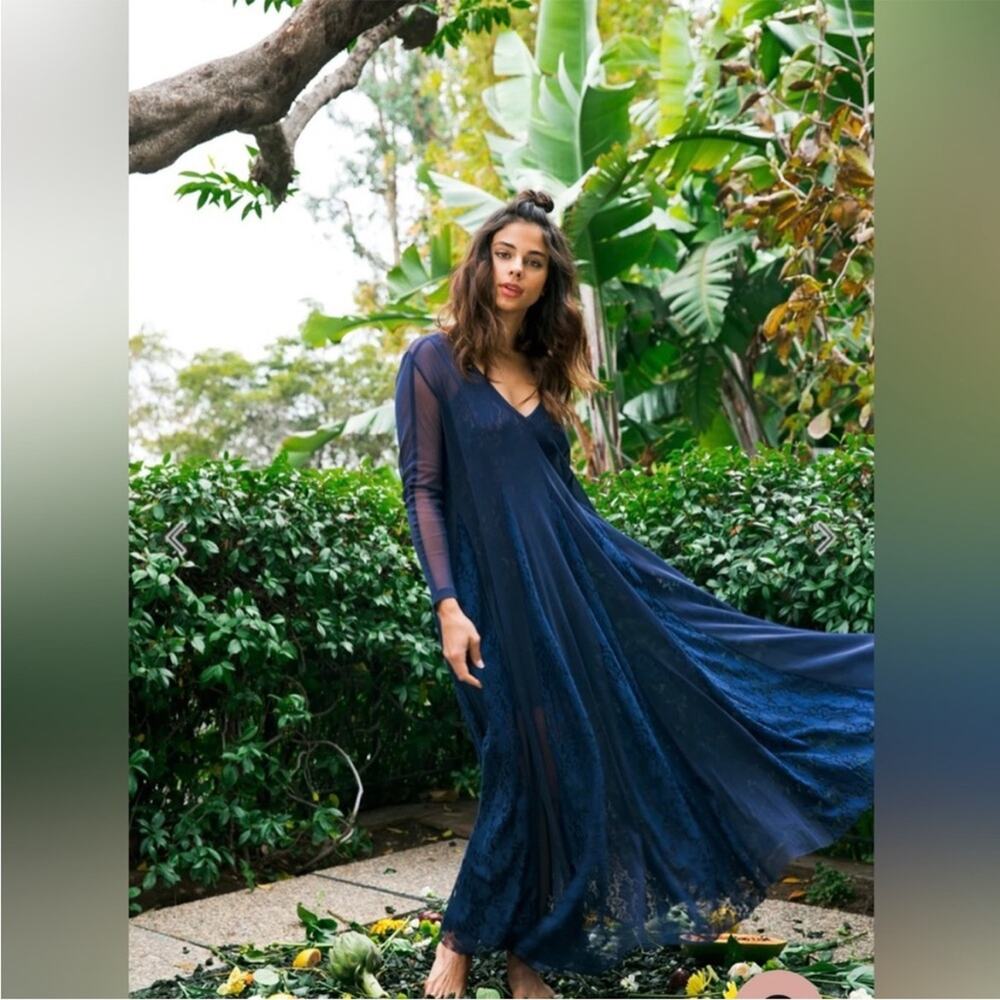 We Are HAH NWT (Hot As Hell) Mama C Lace Sheer Dress in Navy